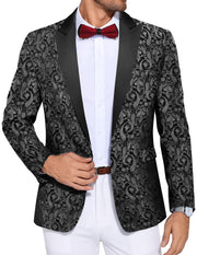COOFANDY Men's Paisley Tuxedo Jacket One Button Dress Suit Jacket Floral Blazer for Dinner Party Prom Wedding