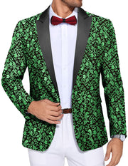 COOFANDY Men's Paisley Tuxedo Jacket One Button Dress Suit Jacket Floral Blazer for Dinner Party Prom Wedding