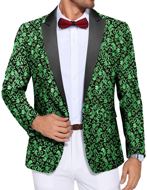 COOFANDY Men's Paisley Tuxedo Jacket One Button Dress Suit Jacket Floral Blazer for Dinner Party Prom Wedding
