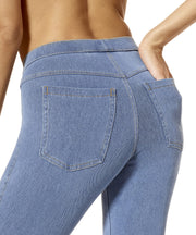 No Nonsense Women's Classic Denim Capri Leggings with Pockets, Comfortable Stretch Pull on Pants